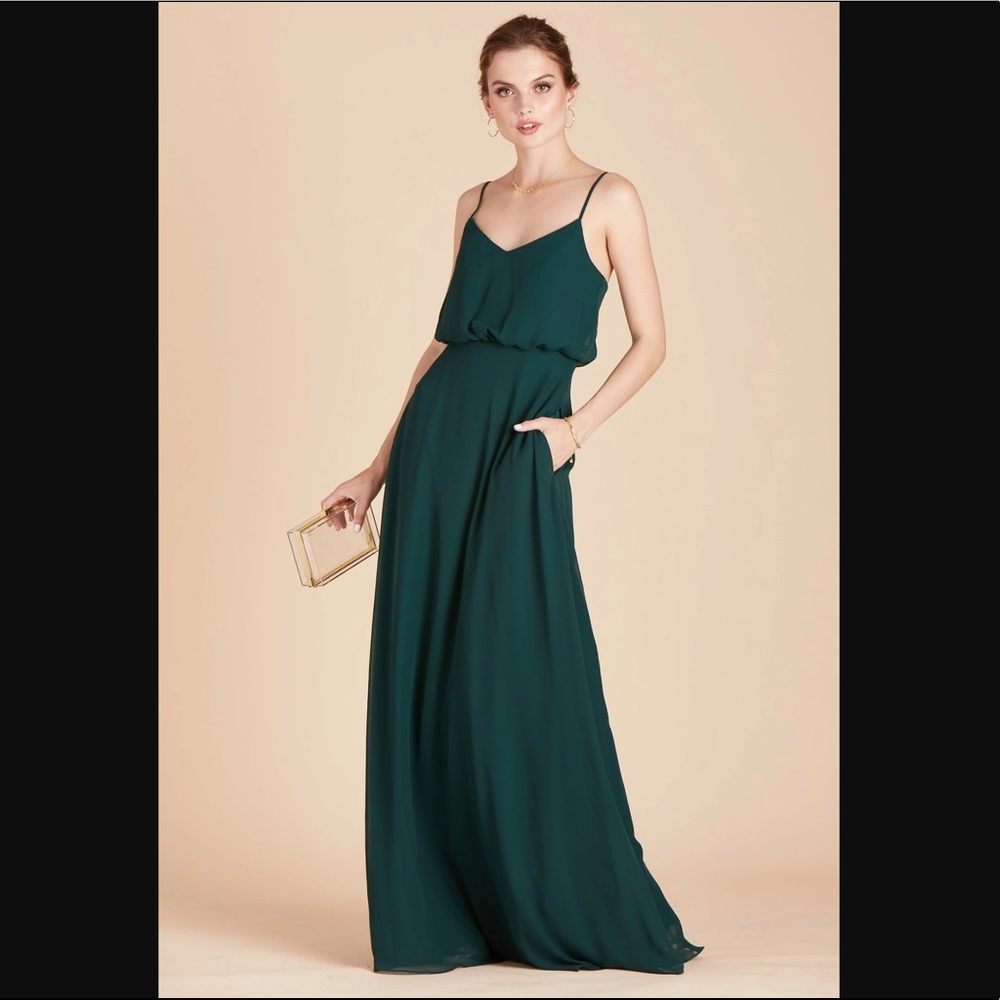 Birdy Grey Gwennie Bridesmaid Dress, Chiffon Emerald, Medium